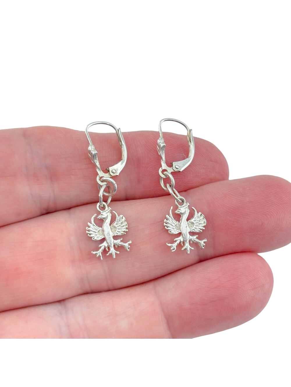 Vintage Sterling Silver 800 Polish Eagle Dangle Earrings